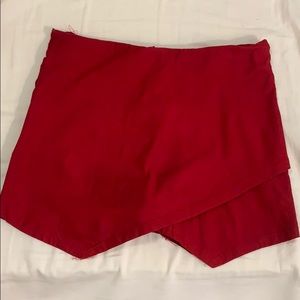 Crimson/red envelope skirt with shorts in the back